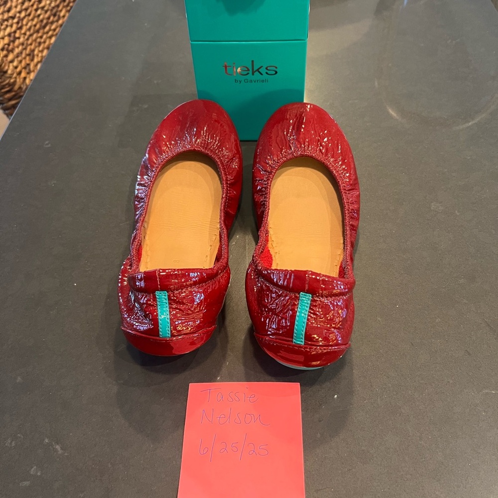 Tieks Women's Flats in Shiny Red